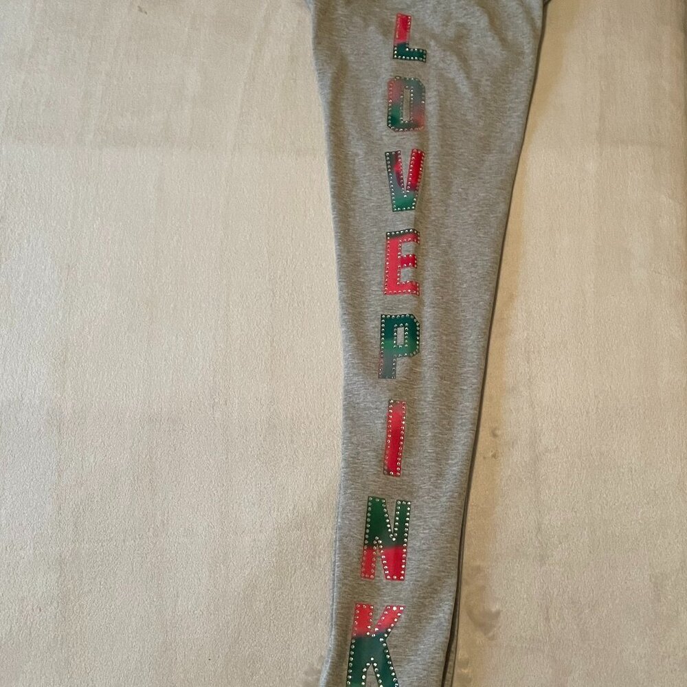 Victoria's Secret PINK Size Small, Bling, Ombre, Pink,Red, & Green Logo leggings